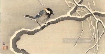 giant tit on snowy branch Ohara Koson Japanese Oil Paintings